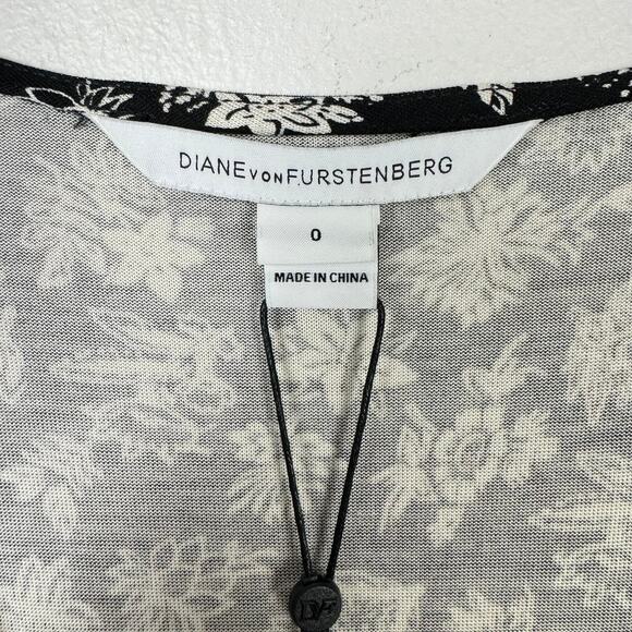 Diane von Furstenberg DVF NWT Riviera Silk Knit Black Floral Skirt Wrap Dress - Picture 9 of 12